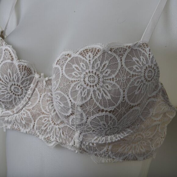 Aerie Balconette Lace Bra Cream Underwire Floral Size 36B - Picture 2 of 8